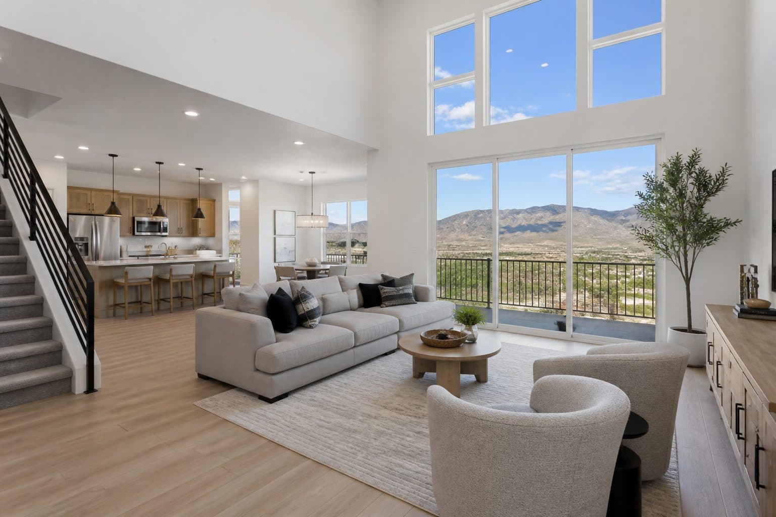 Open living room with desert light in a Townes at Union Village townhome